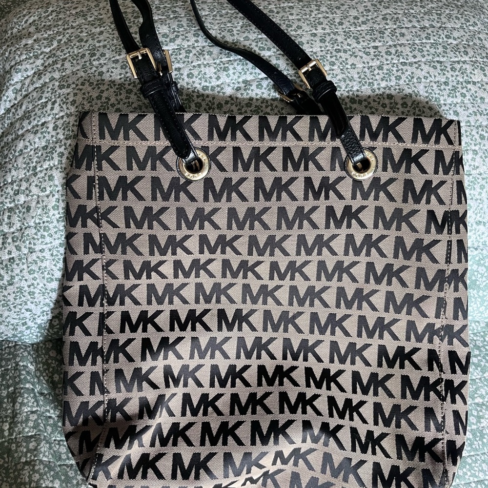 Michael Kors Black and Tan Signature Tote